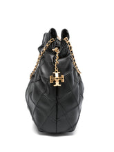 Tory Burch Fleming Mini Grained Leather Hobo Bag Black
