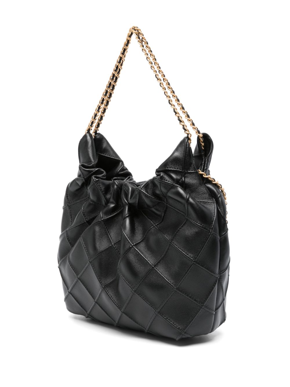 Tory Burch Fleming Mini Grained Leather Hobo Bag Black