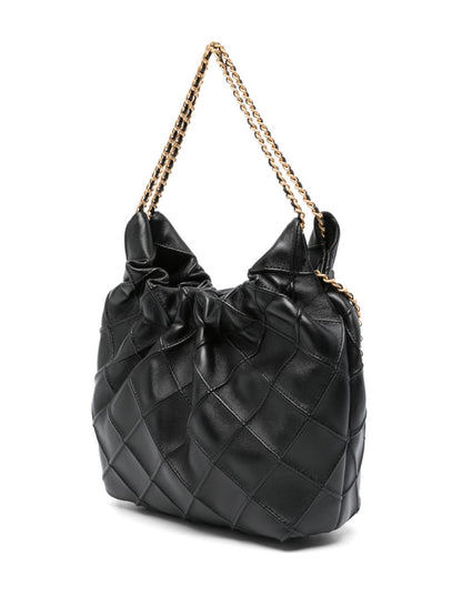 Tory Burch Fleming Mini Grained Leather Hobo Bag Black