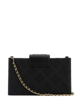 Tory Burch Fleming Quilted Leather Chain Clutch Black