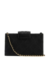 Tory Burch Fleming Quilted Leather Chain Clutch Black