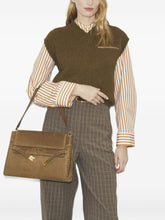 Tory Burch Lee Radziwill Suede and Nappa Leather Shoulder Bag Light Brown