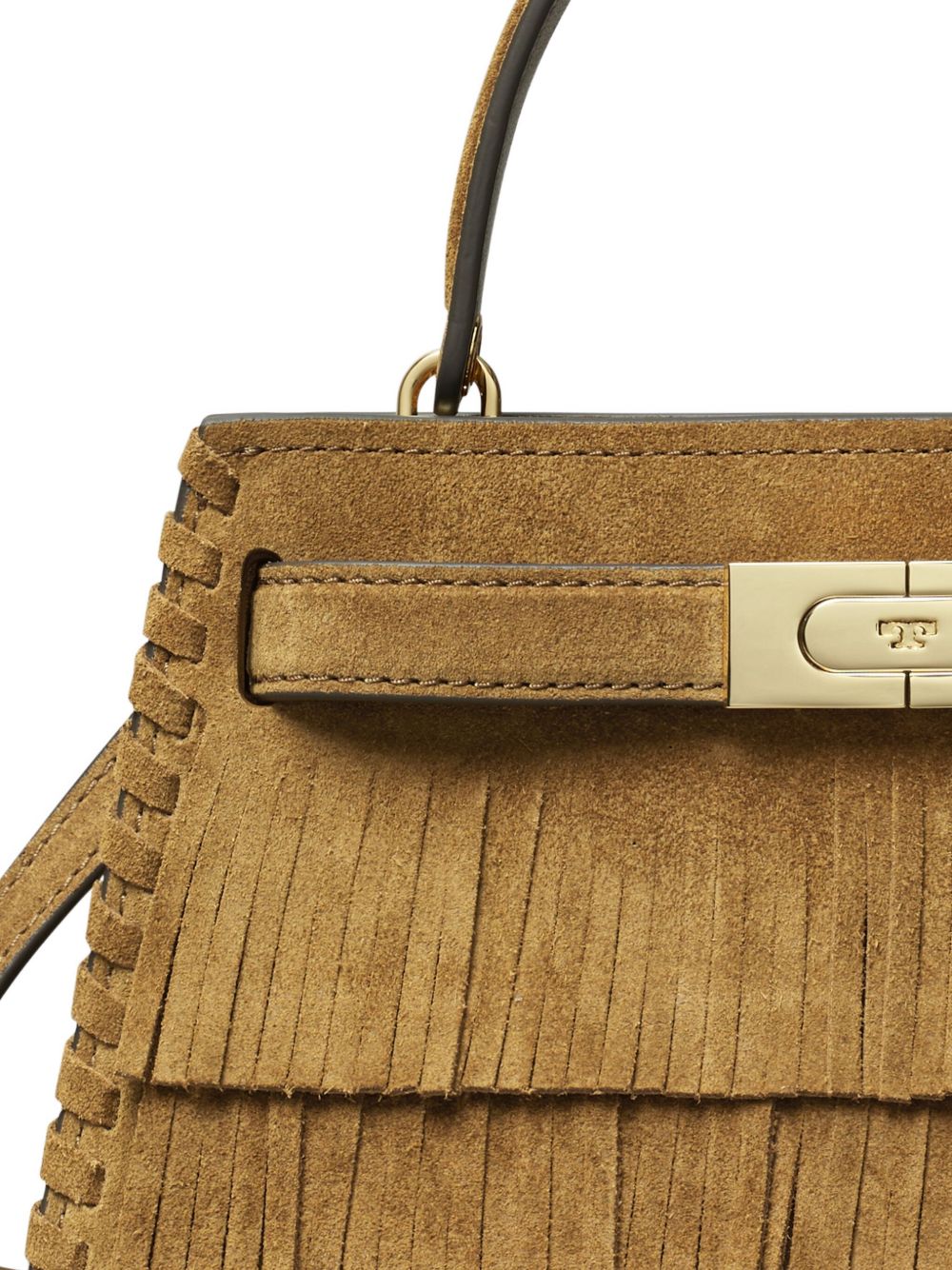 Tory Burch Lee Radziwill Mini Suede Bag with Fringe Light Brown