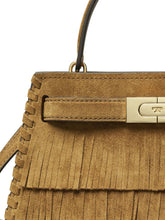 Tory Burch Lee Radziwill Mini Suede Bag with Fringe Light Brown