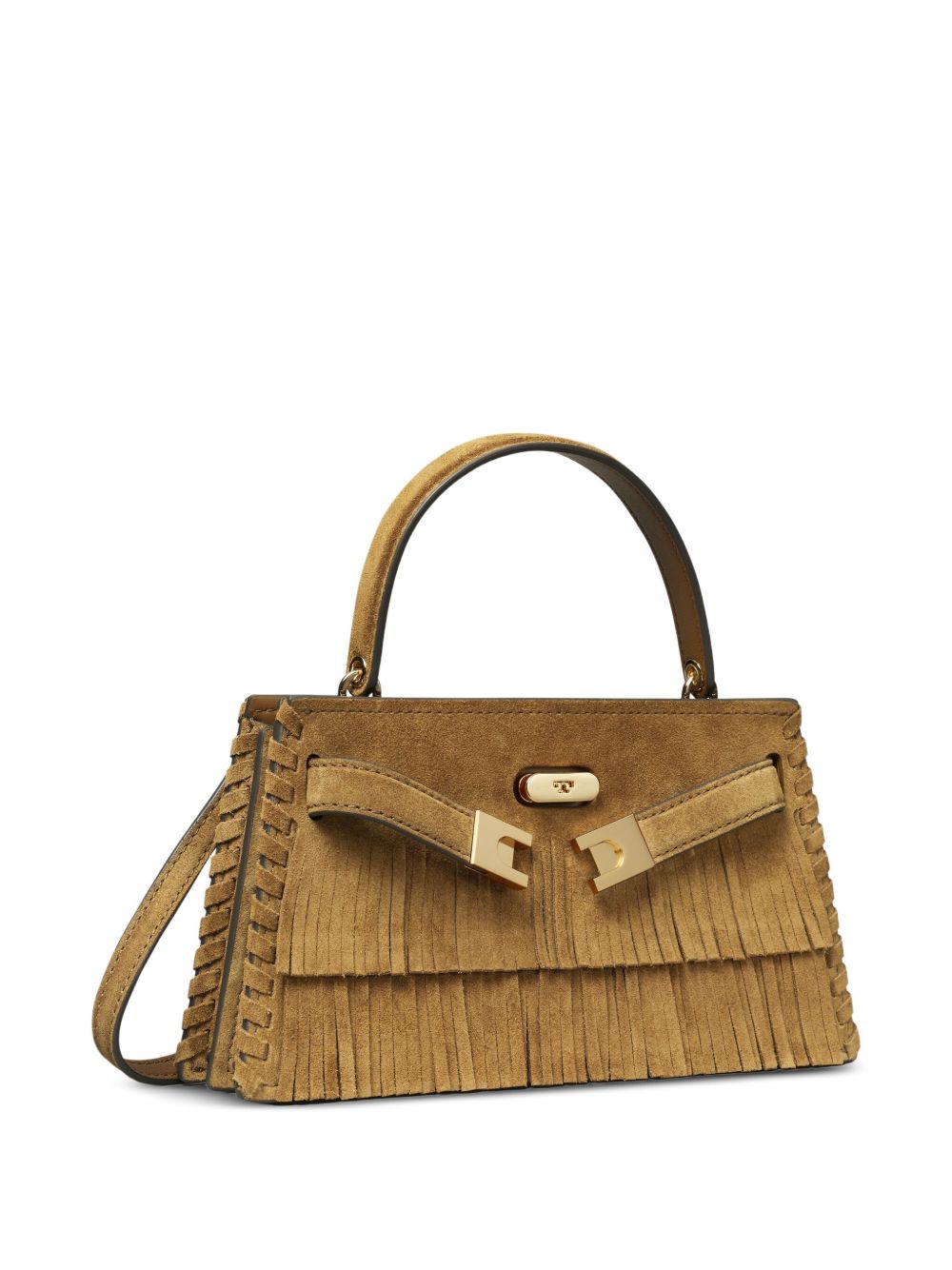 Tory Burch Lee Radziwill Mini Suede Bag with Fringe Light Brown