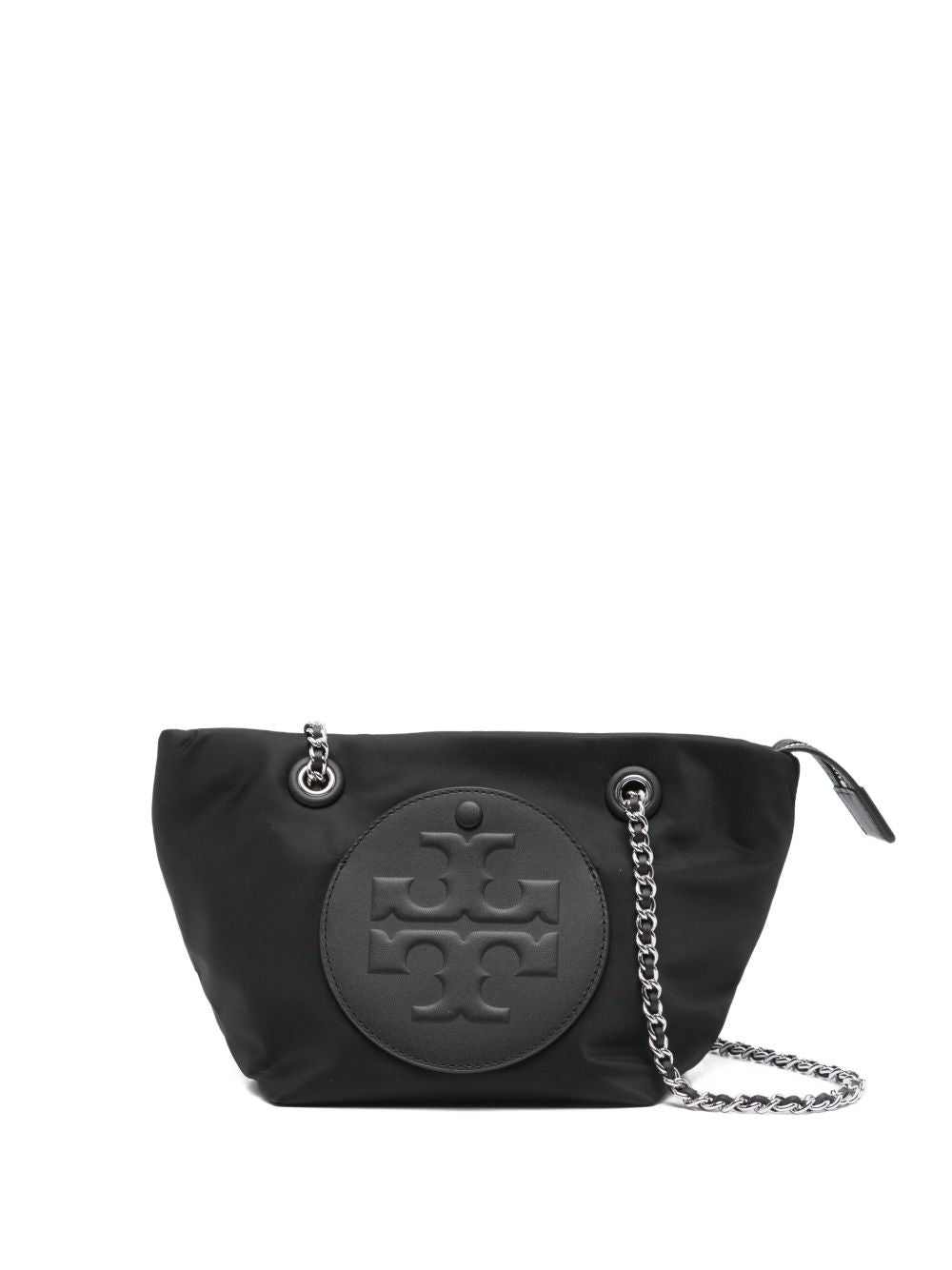 Tory Burch Ella Chain Embossed Nylon Tote Bag Black