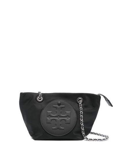Tory Burch Ella Chain Embossed Nylon Tote Bag Black