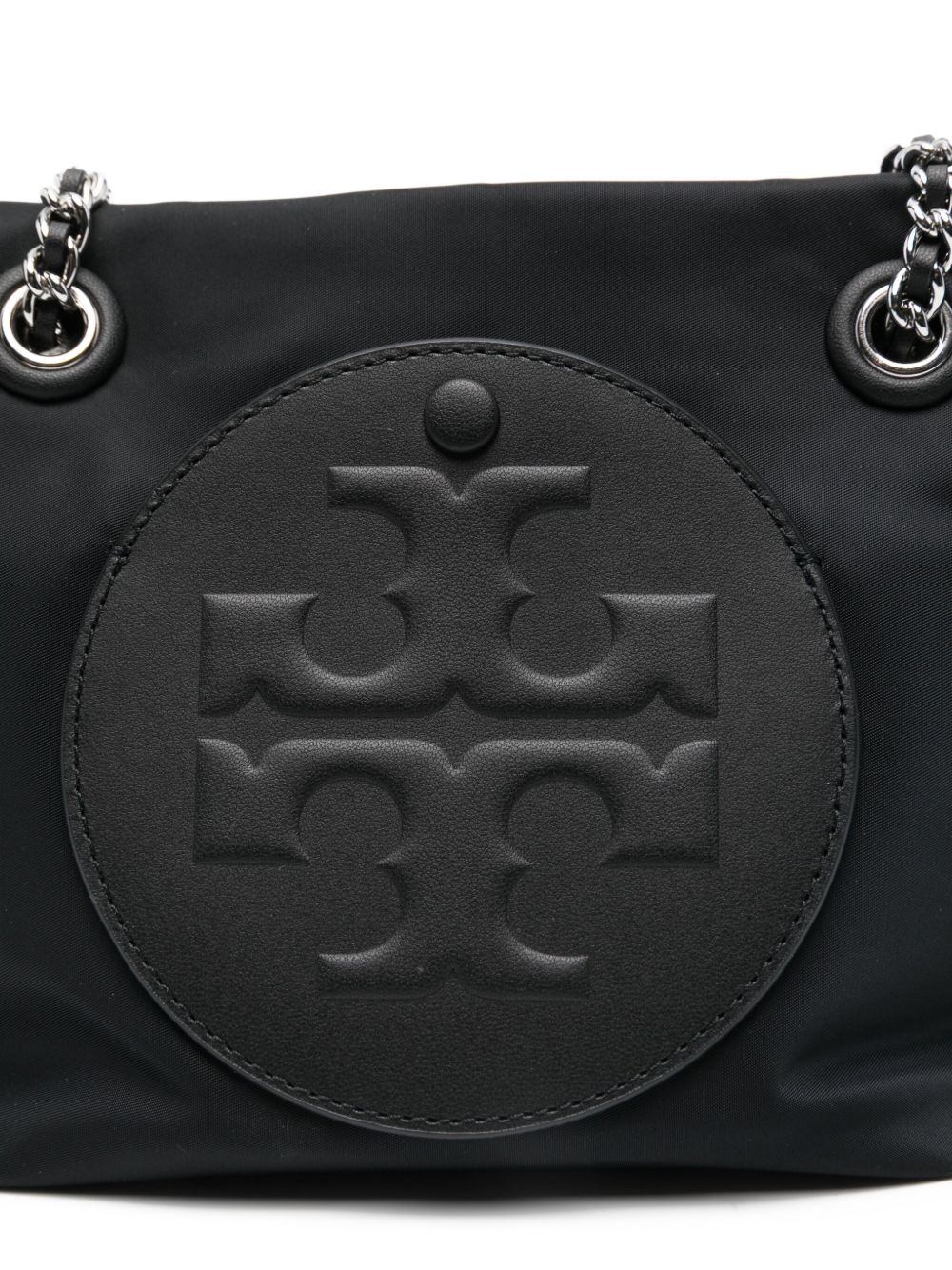 Tory Burch Ella Chain Embossed Nylon Tote Bag Black