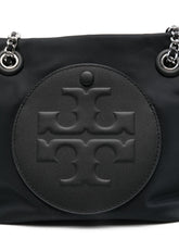 Tory Burch Ella Chain Embossed Nylon Tote Bag Black