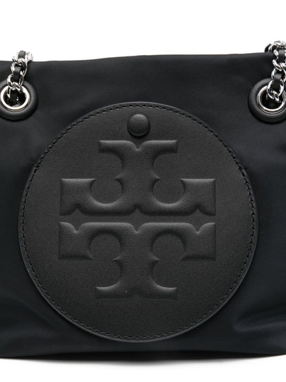 Tory Burch Ella Chain Embossed Nylon Tote Bag Black