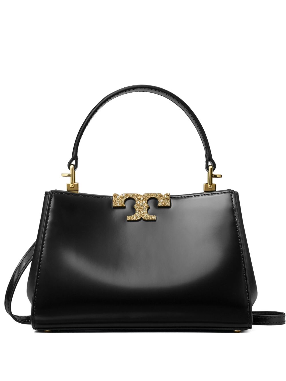 Tory Burch Calf Leather Top Handle Shoulder Bag Black Black