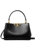 Tory Burch Calf Leather Top Handle Shoulder Bag Black Black