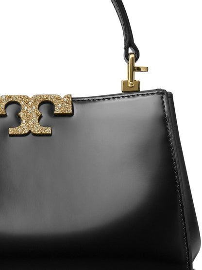 Tory Burch Calf Leather Top Handle Shoulder Bag Black Black