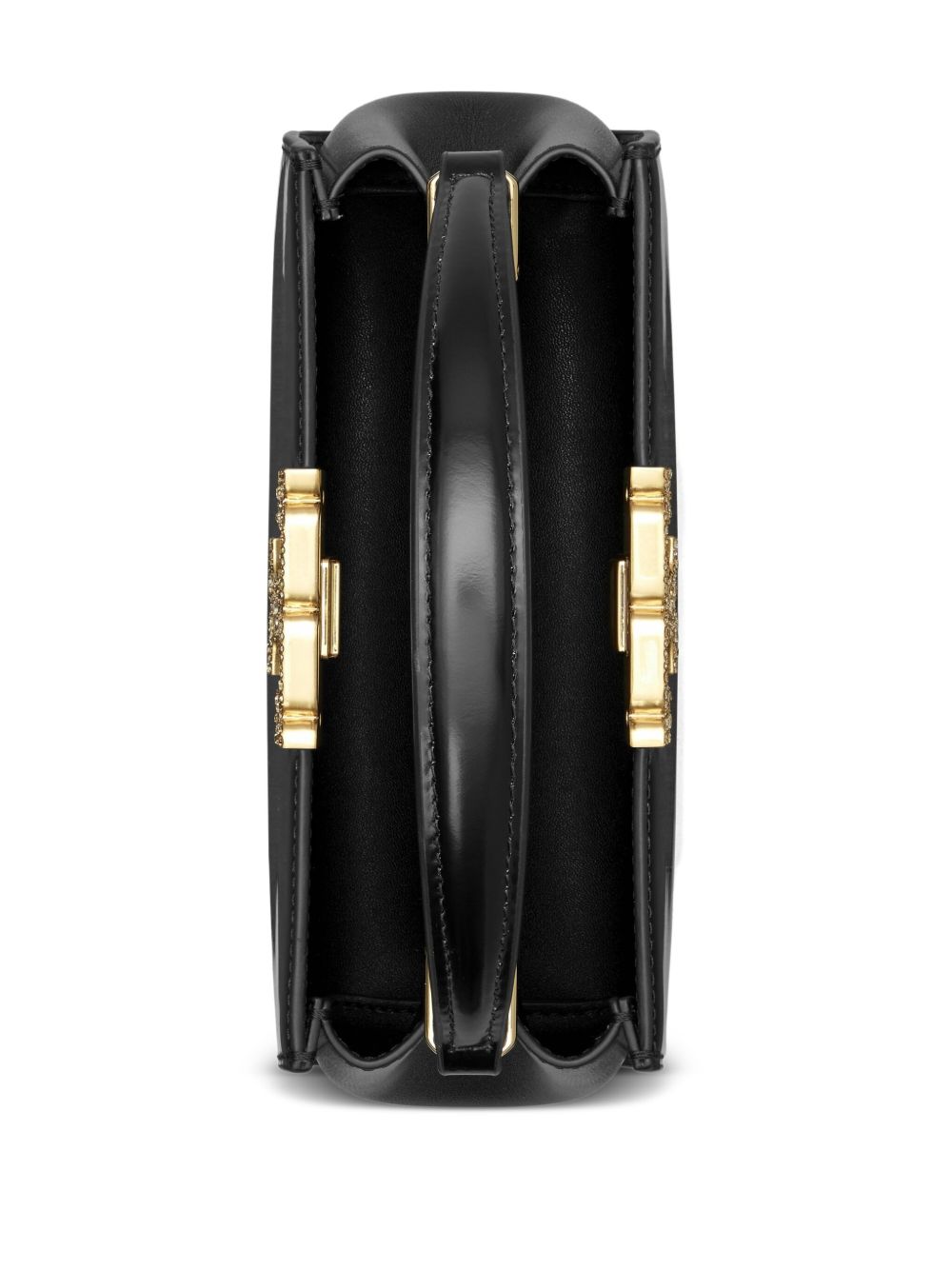 Tory Burch Calf Leather Top Handle Shoulder Bag Black Black