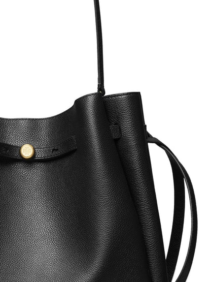 Tory Burch Romy Large Leather Bucket Bag Black