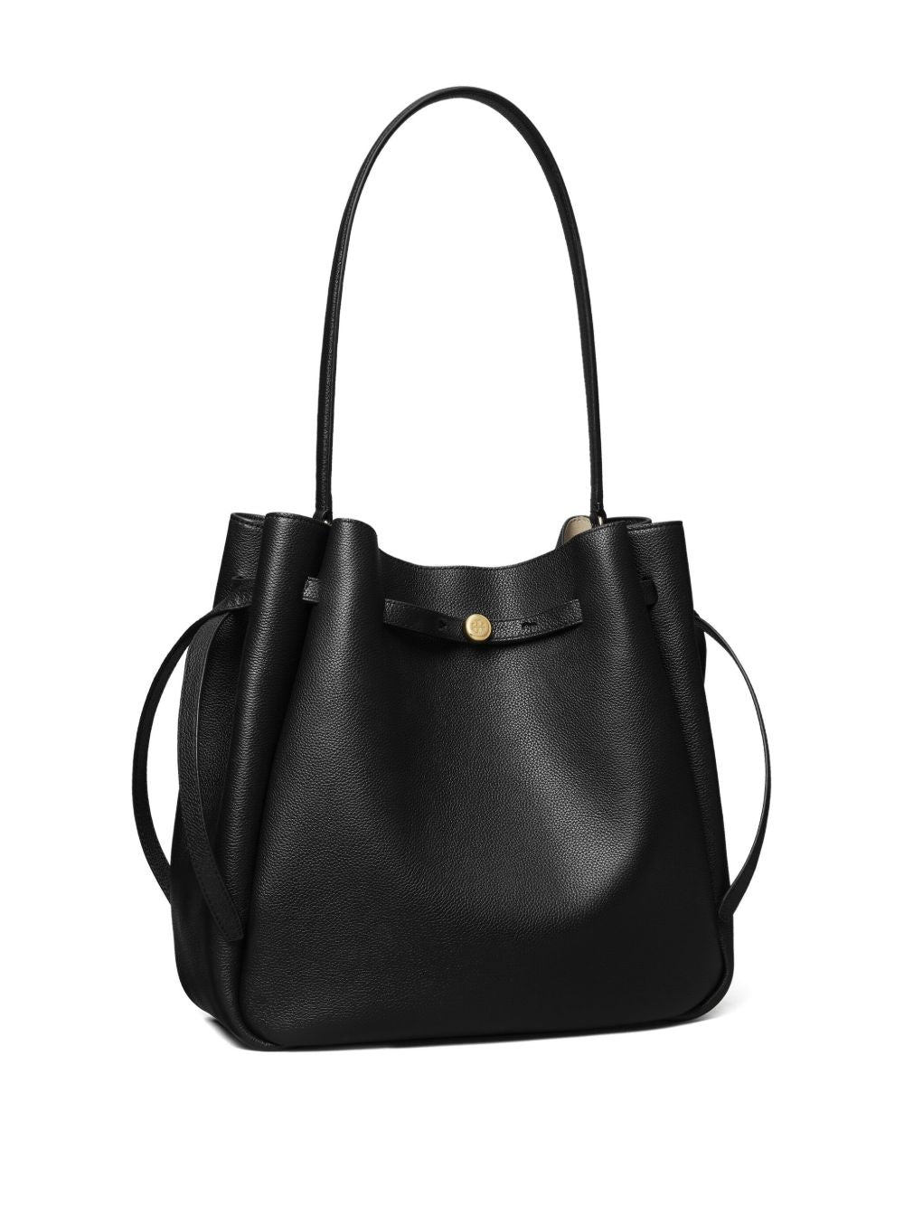 Tory Burch Romy Large Leather Bucket Bag Black
