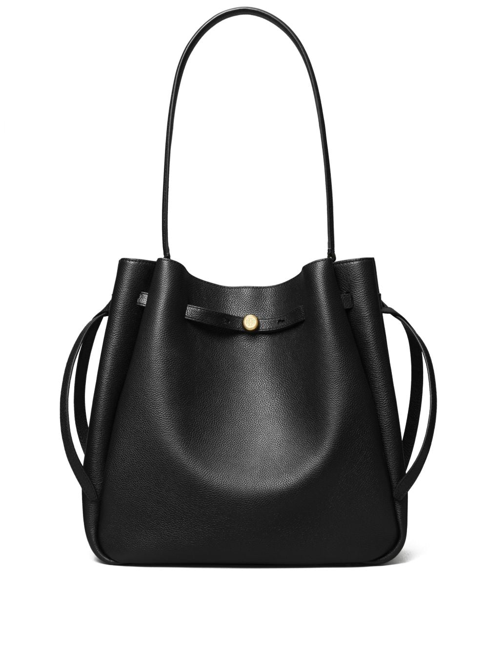 Tory Burch Romy Large Leather Bucket Bag Black