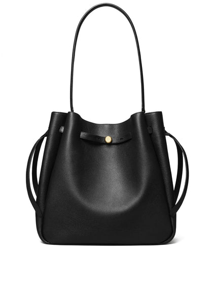 Tory Burch Romy Large Leather Bucket Bag Black