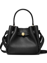 Tory Burch Romy Mini Leather and Suede Bucket Bag Black
