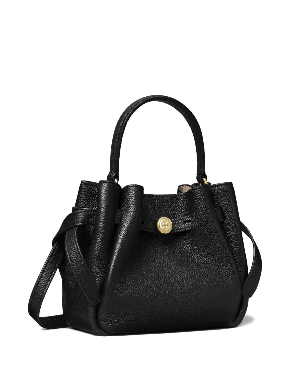 Tory Burch Romy Mini Leather and Suede Bucket Bag Black