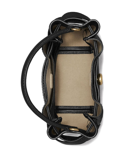 Tory Burch Romy Mini Leather and Suede Bucket Bag Black