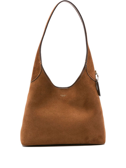 Coach Brooklyn 28 Suede Shoulder Bag Leather Brown