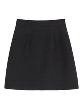 Valentino VLogo Signature Black Wool and Silk Midi Skirt with Gold-Tone Hardware Black