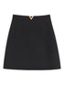 Valentino VLogo Signature Black Wool and Silk Midi Skirt with Gold-Tone Hardware Black