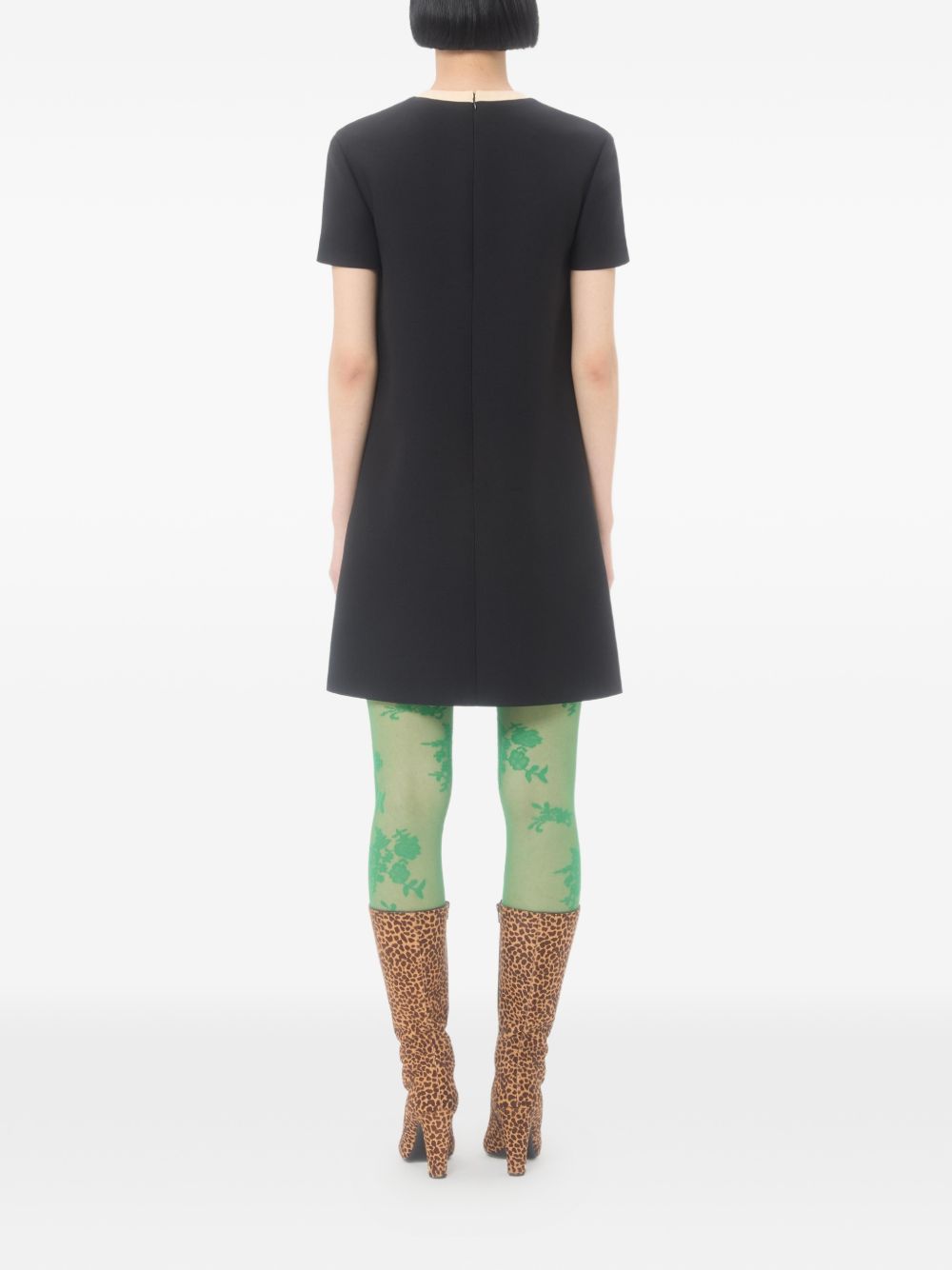 Valentino Bow-Detail Wool and Silk-Blend Midi Dress Black