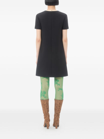 Valentino Bow-Detail Wool and Silk-Blend Midi Dress Black