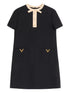 Valentino Bow-Detail Wool and Silk-Blend Midi Dress Black