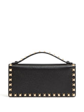 Valentino Garavani Rockstud Leather Wallet on Chain Black Black