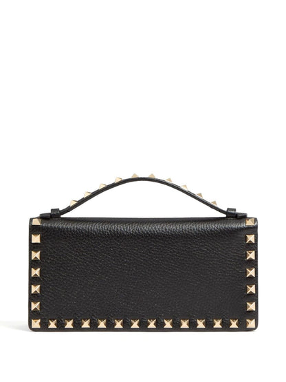 Valentino Garavani Rockstud Leather Wallet on Chain Black Black