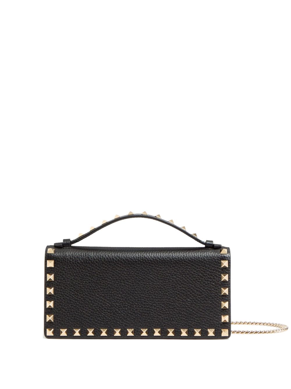 Valentino Garavani Rockstud Leather Wallet on Chain Black Black