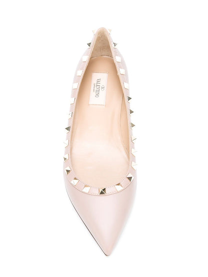 Valentino Garavani Rockstud Leather Ballet Flats Powder Pink Powder