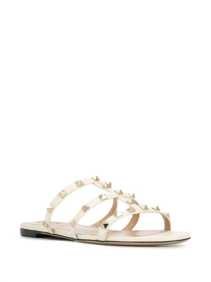 Valentino Garavani Rockstud Cage Leather Sandals Ivory