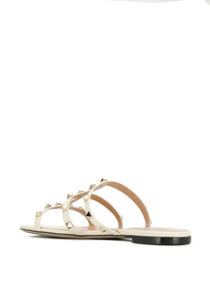 Valentino Garavani Rockstud Cage Leather Sandals Ivory