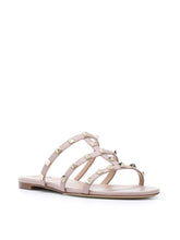 Valentino Garavani Rockstud Powder Pink Leather Flat Sandals Powder