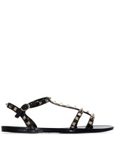 Valentino Garavani Rockstud Black Double Strap Rubber Sandals Black