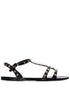 Valentino Garavani Rockstud Black Double Strap Rubber Sandals Black