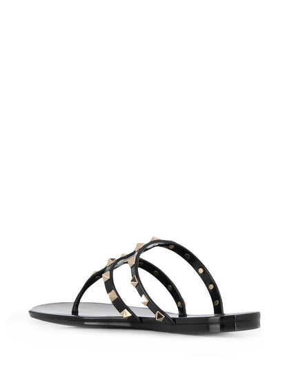 Valentino Garavani Rockstud Thong PVC Sandals Black black