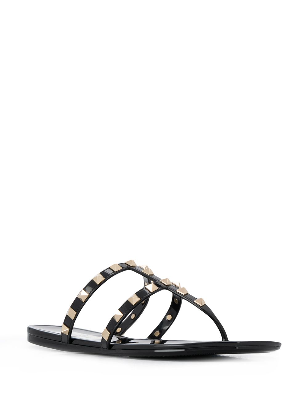 Valentino Garavani Rockstud Thong PVC Sandals Black black