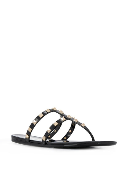 Valentino Garavani Rockstud Thong PVC Sandals Black black