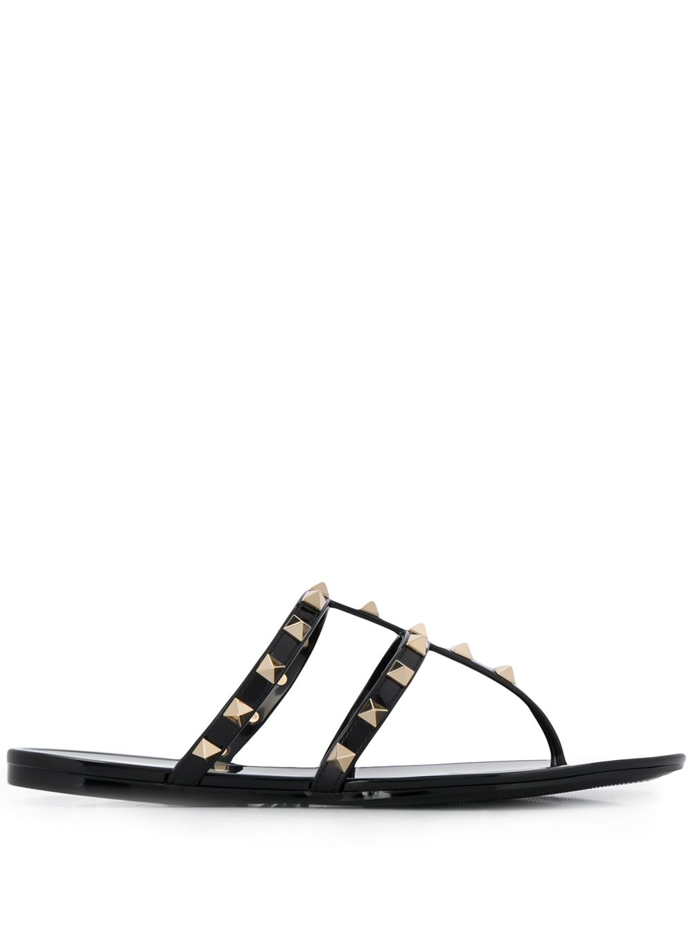 Valentino Garavani Rockstud Thong PVC Sandals Black black
