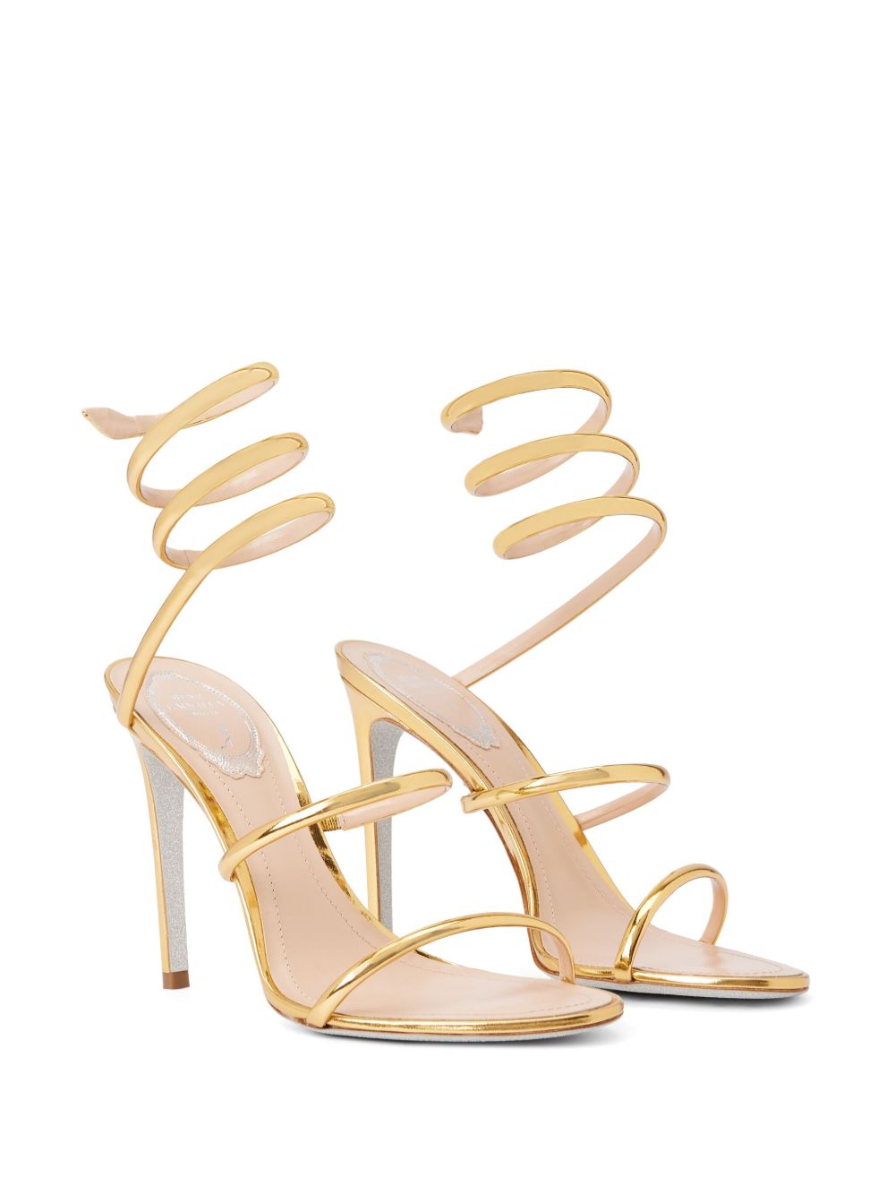 René Caovilla Cleo 105 Embellished Leather Sandals Golden golden