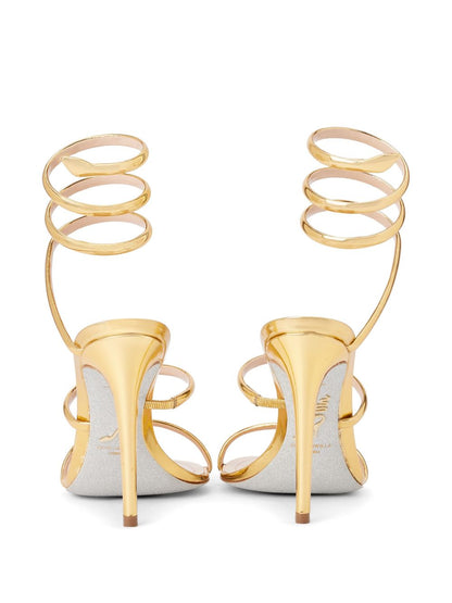 René Caovilla Cleo 105 Embellished Leather Sandals Golden golden