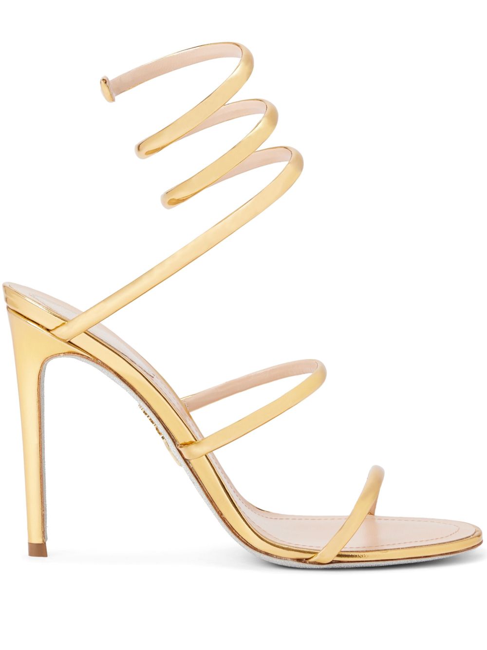 René Caovilla Cleo 105 Embellished Leather Sandals Golden golden