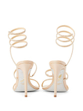 René Caovilla Cleo Rhinestone Embellished Leather Stiletto-Heel Sandals Beige