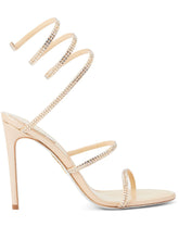 René Caovilla Cleo Rhinestone Embellished Leather Stiletto-Heel Sandals Beige