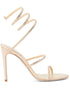 René Caovilla Cleo Rhinestone Embellished Leather Stiletto-Heel Sandals Beige